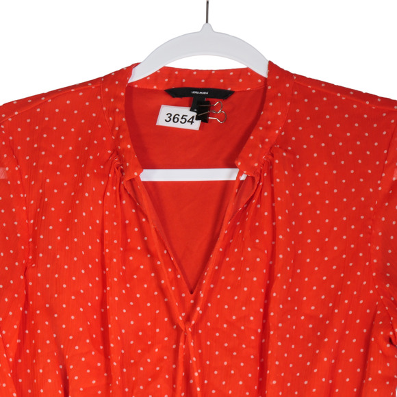 Vero Moda Orange Dress Womens Medium Sheer Sleeves Smocked Waist Lightweight - Picture 3 of 13